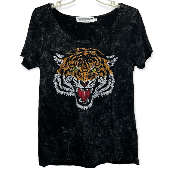 Project Social T Women's Dark Tie-Dye Gray With Tiger Graphic T-Shirt Size S - Picture 11 of 11
